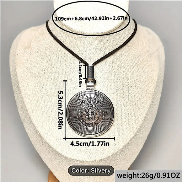 Boho Silver Statement Tribal Choker Necklace Disk - Picture 4 of 4